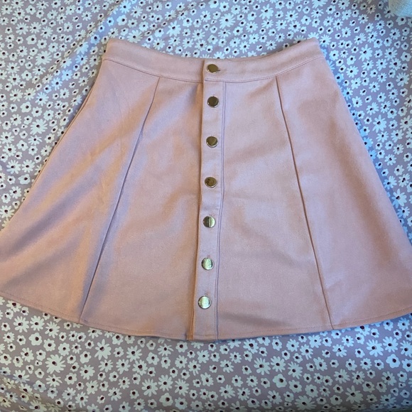 Baby Pink Faux Suede High Waisted Mini Skirt - Picture 2 of 7